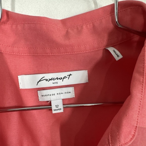 Foxcroft Heritage Non Iron Fitted 3/4 Sleeve Button Up Blouse Peach Career 12 - Picture 4 of 9